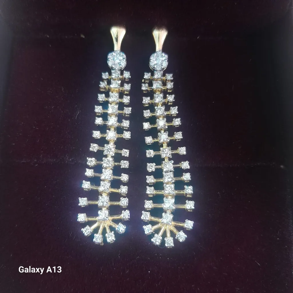 Shimmering diamond drop earrings – handcrafted gold Earrings (alternate view)